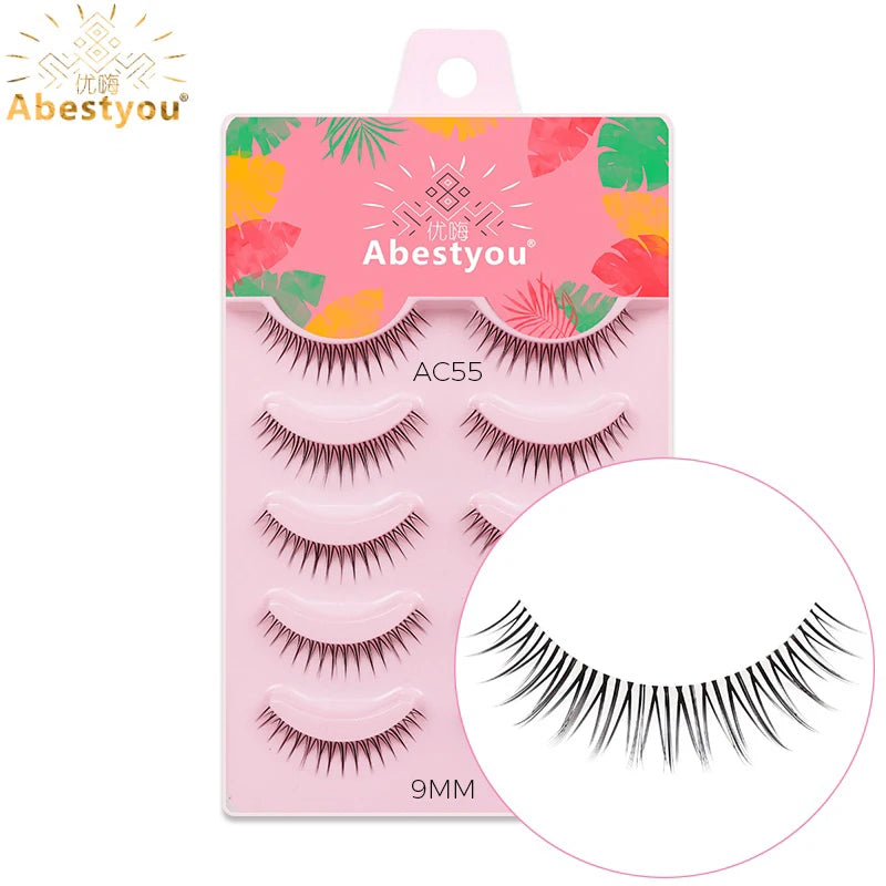 5-in-1 Naturwimpern 8 mm – Transparente Fake Lashes für einen dezenten Cat-Eye-Look