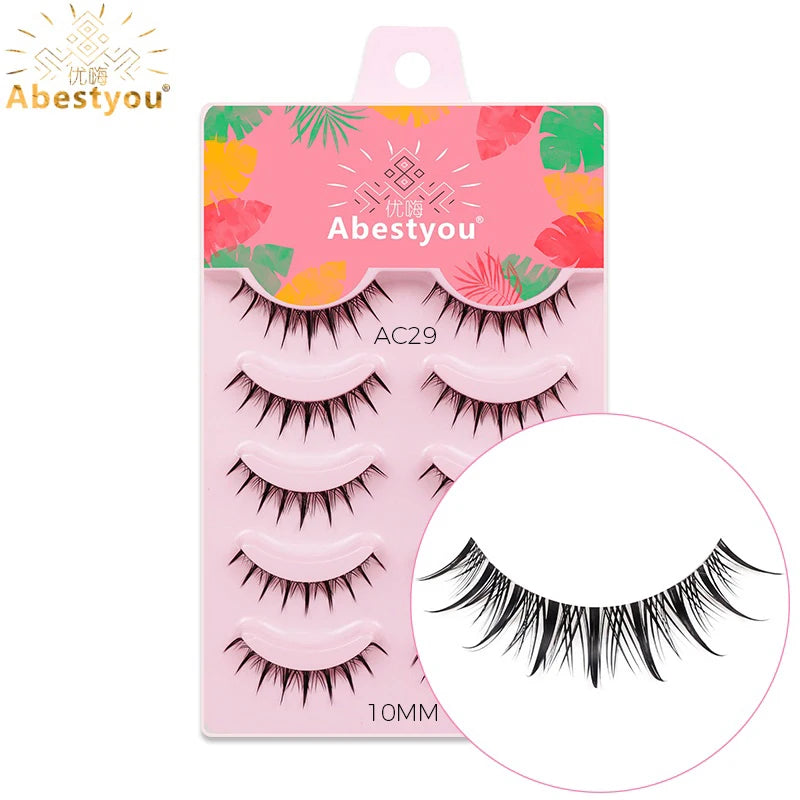 5-in-1 Naturwimpern 8 mm – Transparente Fake Lashes für einen dezenten Cat-Eye-Look