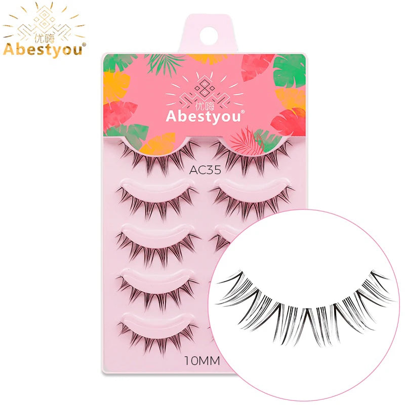 5-in-1 Naturwimpern 8 mm – Transparente Fake Lashes für einen dezenten Cat-Eye-Look