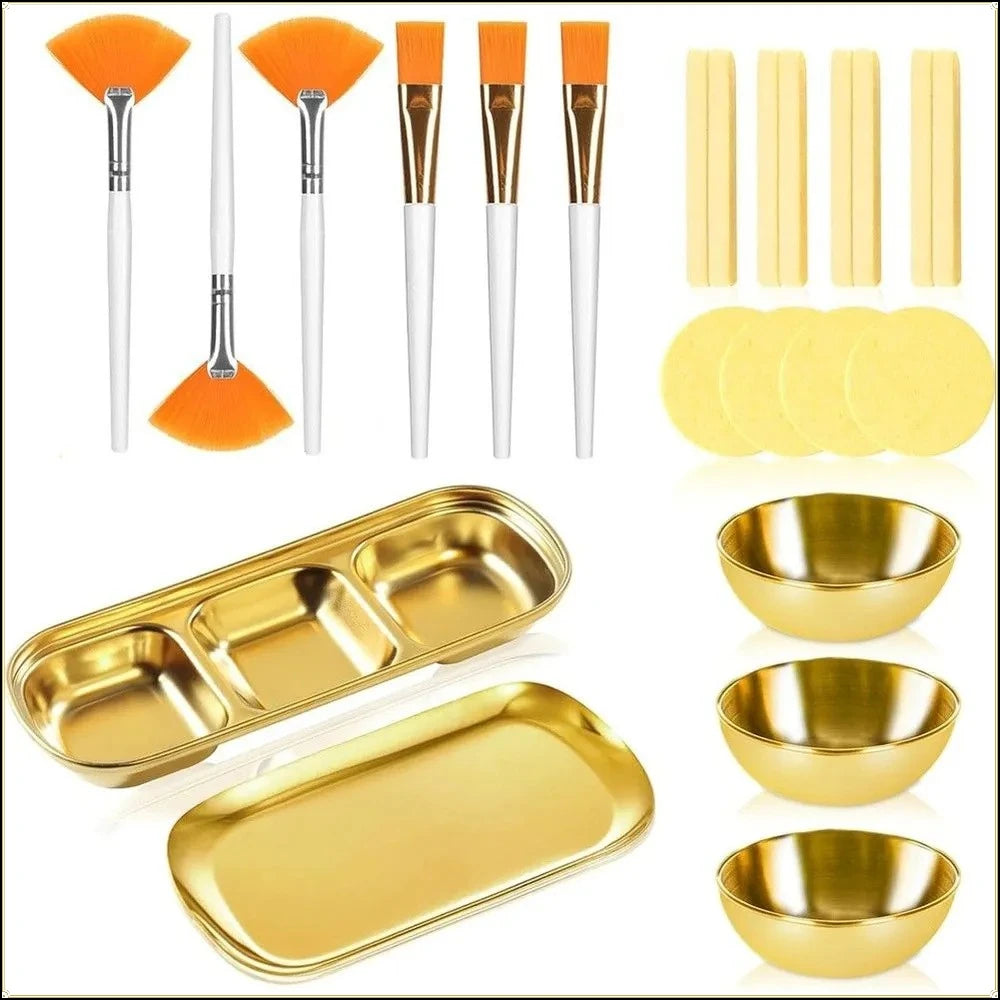 23-teiliges DIY Gesichtsmasken-Set – Mischschalen, Pinsel & Gesichtsschwämme