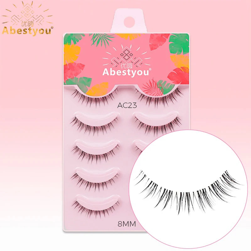 5-in-1 Naturwimpern 8 mm – Transparente Fake Lashes für einen dezenten Cat-Eye-Look