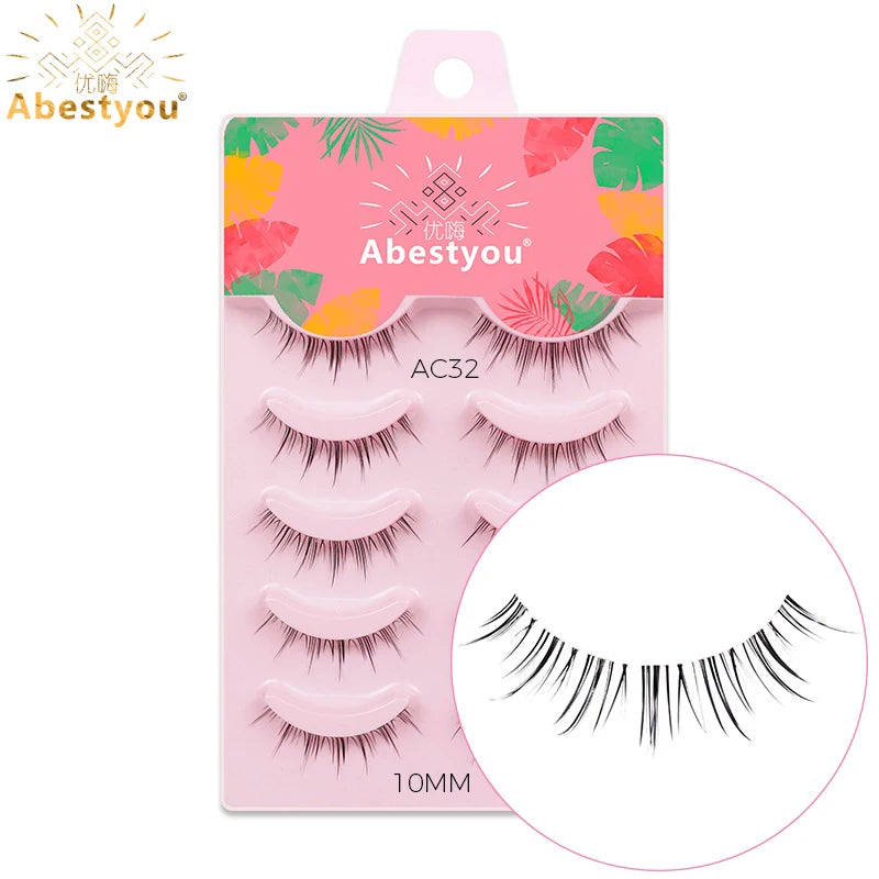 5-in-1 Naturwimpern 8 mm – Transparente Fake Lashes für einen dezenten Cat-Eye-Look