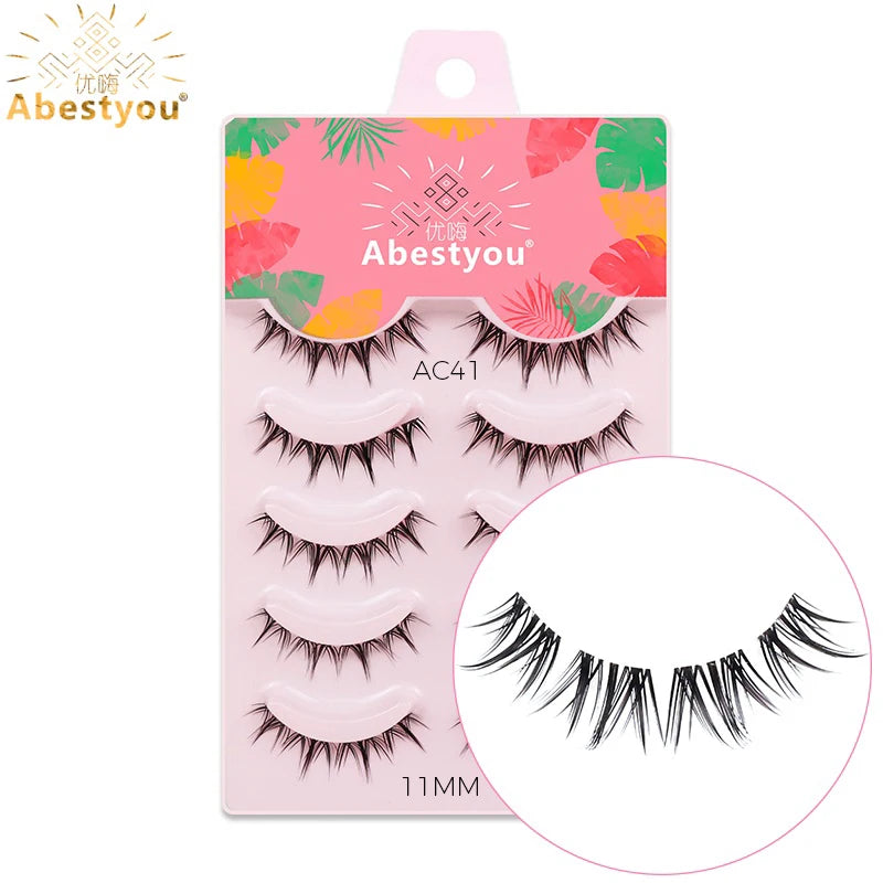5-in-1 Naturwimpern 8 mm – Transparente Fake Lashes für einen dezenten Cat-Eye-Look