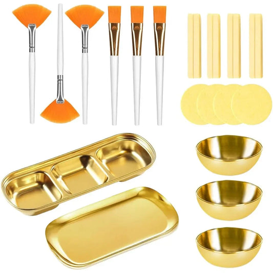 23-teiliges DIY Gesichtsmasken-Set – Mischschalen, Pinsel & Gesichtsschwämme