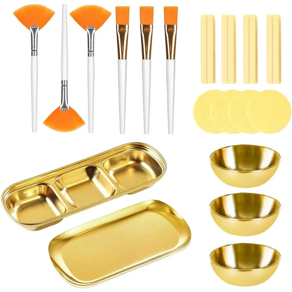 23-teiliges DIY Gesichtsmasken-Set – Mischschalen, Pinsel & Gesichtsschwämme