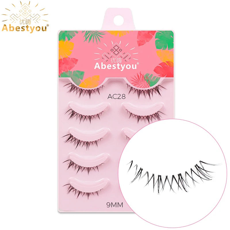 5-in-1 Naturwimpern 8 mm – Transparente Fake Lashes für einen dezenten Cat-Eye-Look