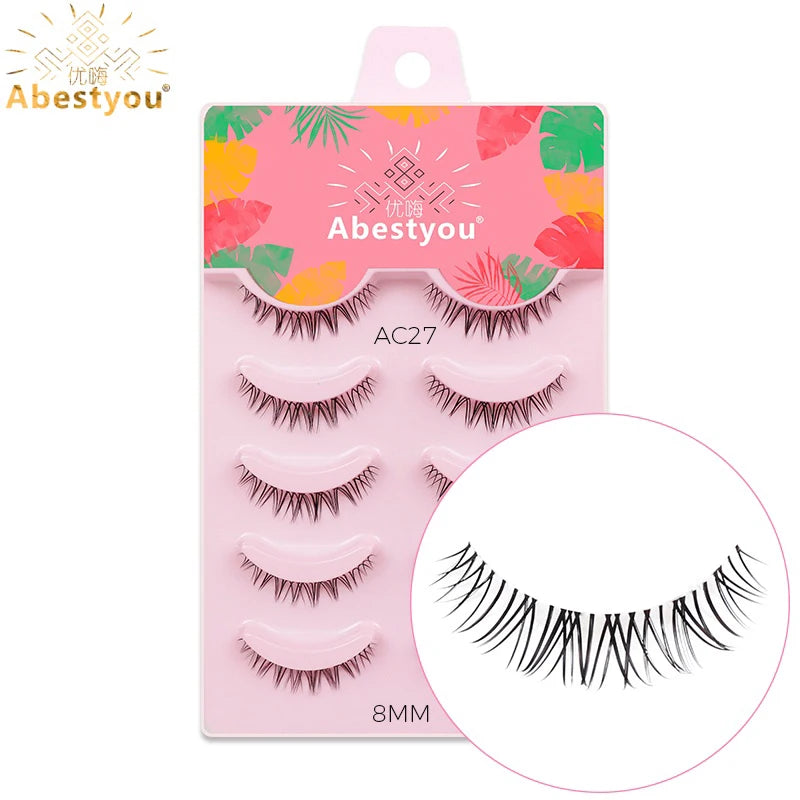 5-in-1 Naturwimpern 8 mm – Transparente Fake Lashes für einen dezenten Cat-Eye-Look