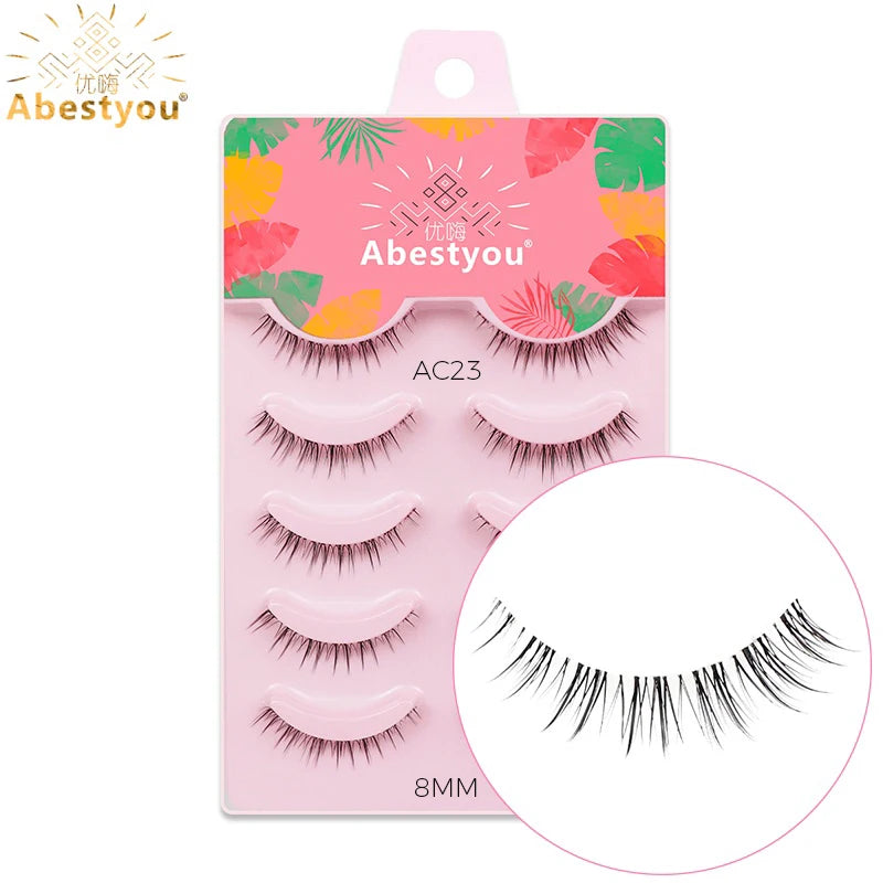 5-in-1 Naturwimpern 8 mm – Transparente Fake Lashes für einen dezenten Cat-Eye-Look