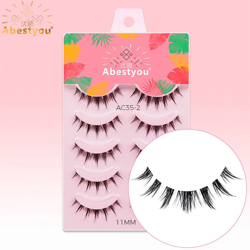 5-in-1 Naturwimpern 8 mm – Transparente Fake Lashes für einen dezenten Cat-Eye-Look