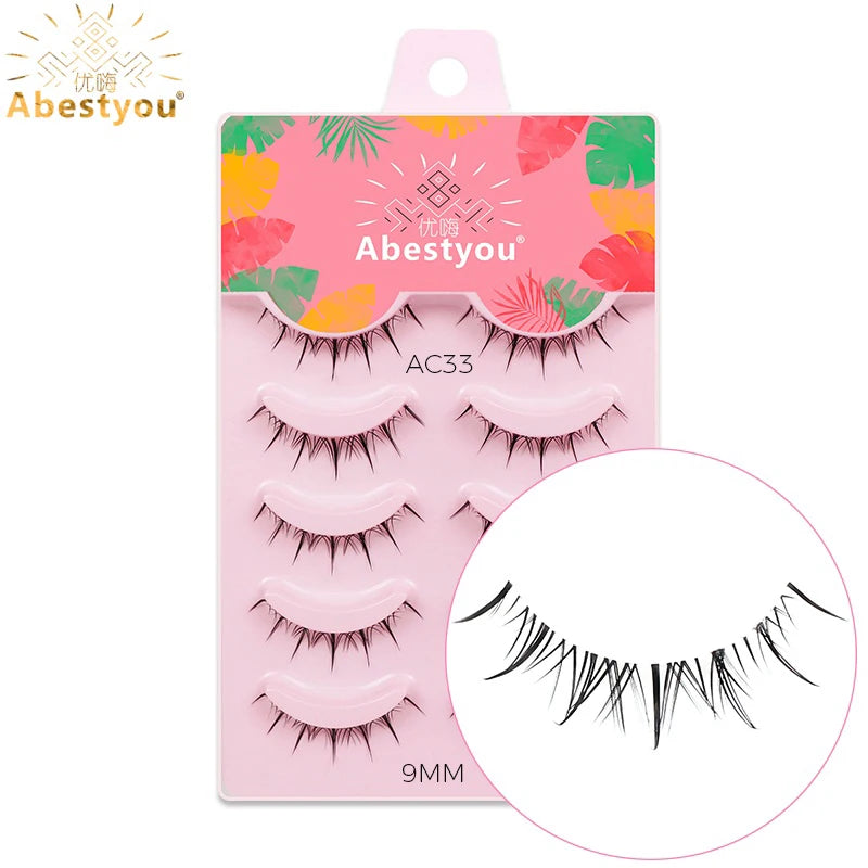 5-in-1 Naturwimpern 8 mm – Transparente Fake Lashes für einen dezenten Cat-Eye-Look