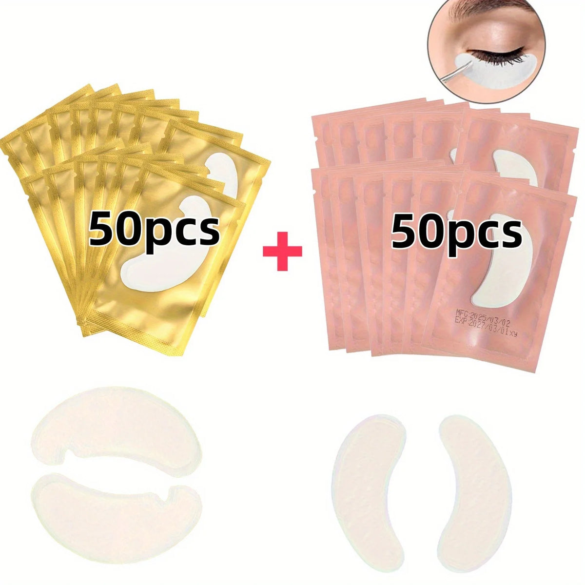 100× Hydrogel Lash Eye Patches – Fusselfreie Unteraugen-Pads für Wimpernverlängerungen