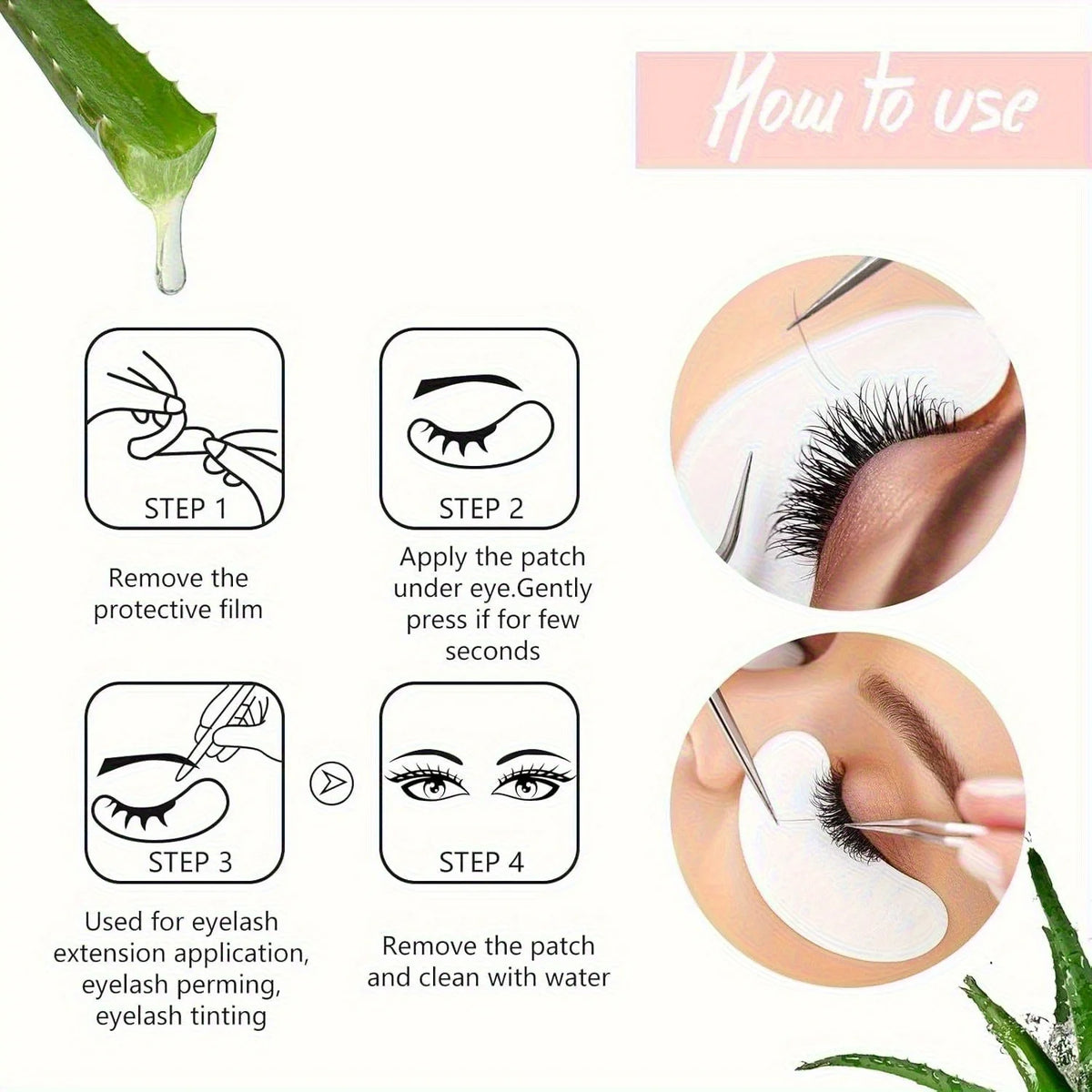 100× Hydrogel Lash Eye Patches – Fusselfreie Unteraugen-Pads für Wimpernverlängerungen