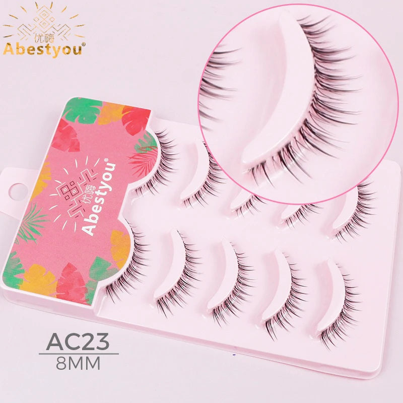 5-in-1 Naturwimpern 8 mm – Transparente Fake Lashes für einen dezenten Cat-Eye-Look