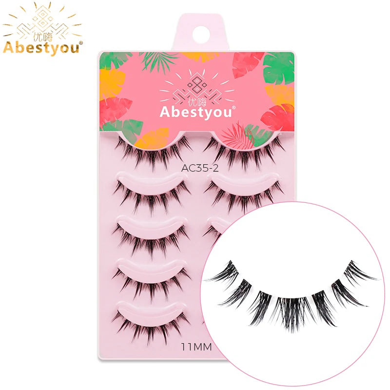 5-in-1 Naturwimpern 8 mm – Transparente Fake Lashes für einen dezenten Cat-Eye-Look