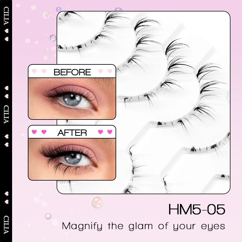 10 Paar Manga-Unterwimpern – Zarte Wispy Lashes für einen koreanischen Look