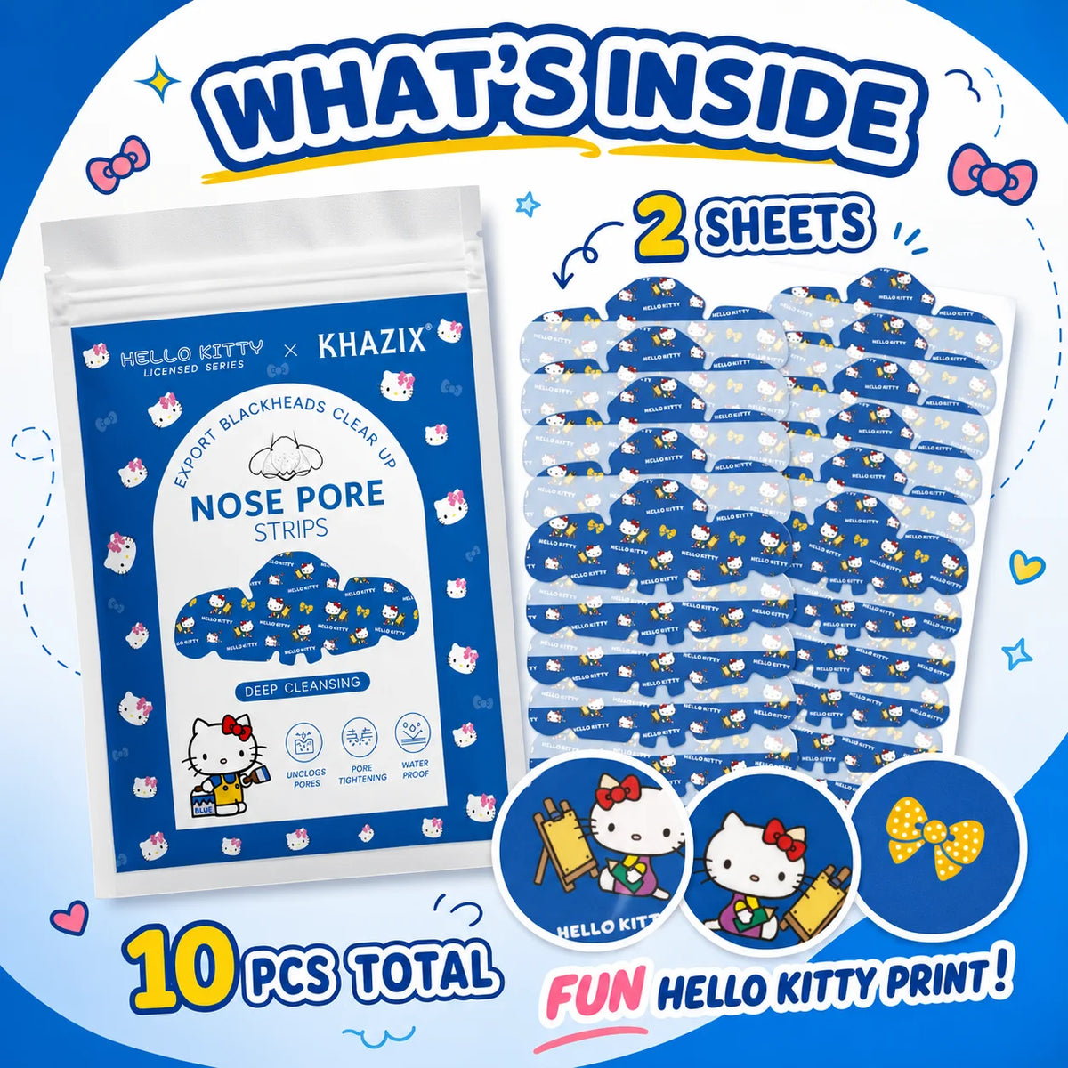10× Hello Kitty Porenstreifen – Süße Nasenstrips im Kawaii-Design