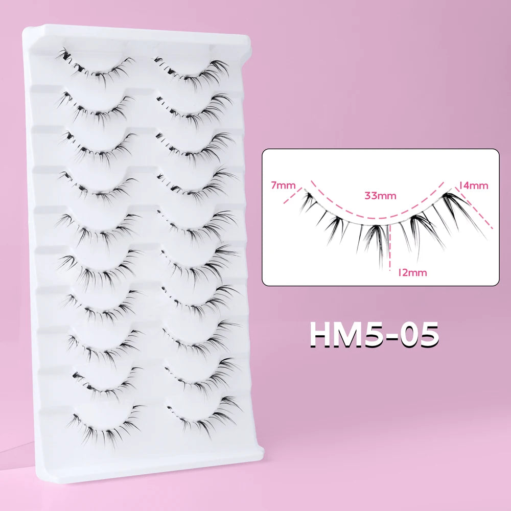 10 Paar Manga-Unterwimpern – Zarte Wispy Lashes für einen koreanischen Look