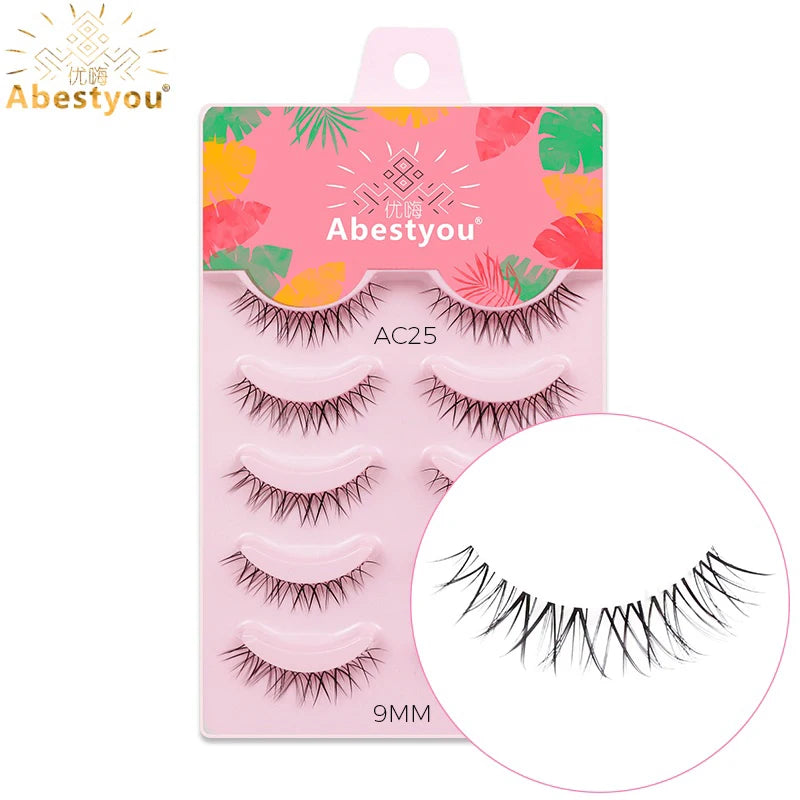5-in-1 Naturwimpern 8 mm – Transparente Fake Lashes für einen dezenten Cat-Eye-Look