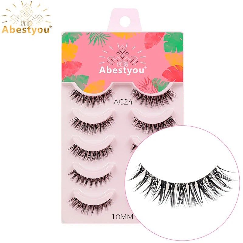 5-in-1 Naturwimpern 8 mm – Transparente Fake Lashes für einen dezenten Cat-Eye-Look